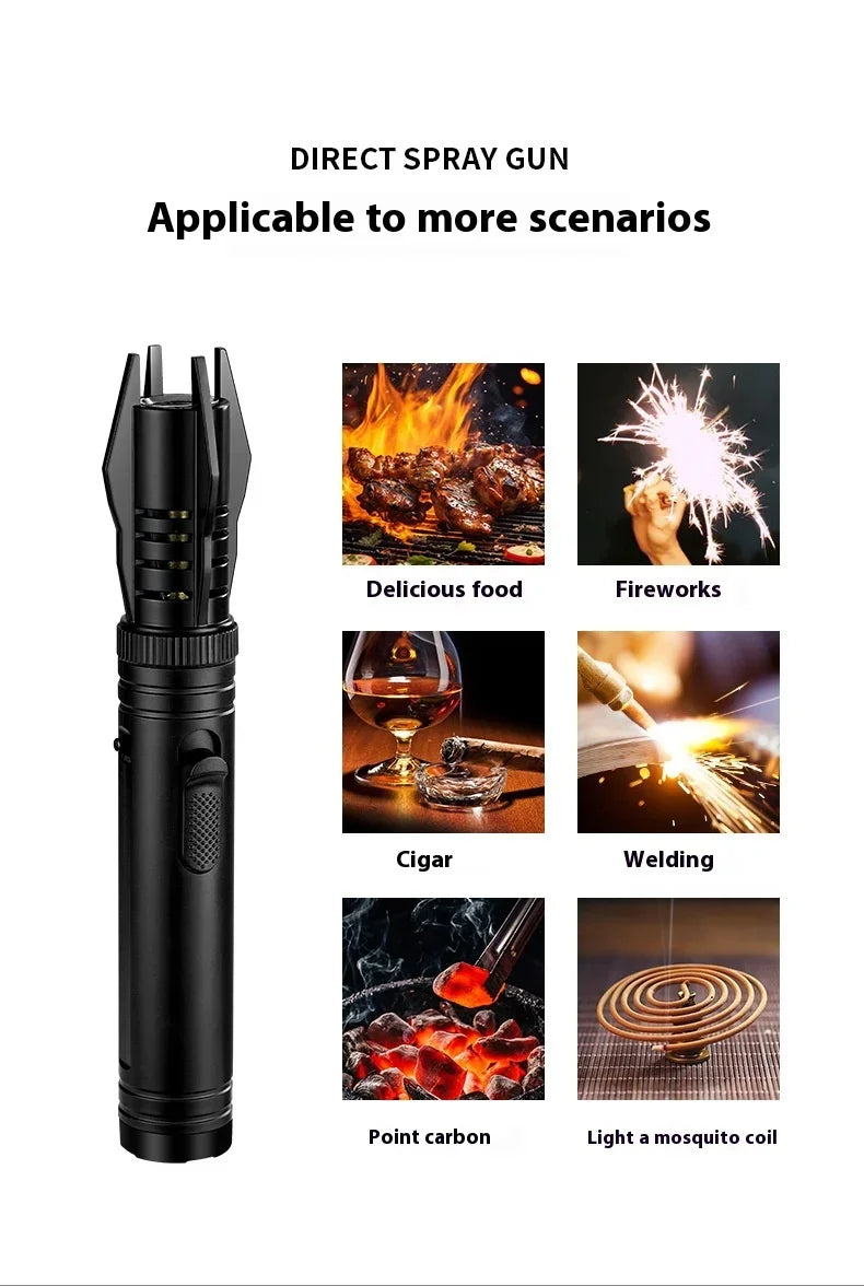 Gas Lighter Kitchen Cooking Powerful Metal Windproof Torch Flame Jet Barbecue Smoking Accessories Cigar Lighters Men's Gift