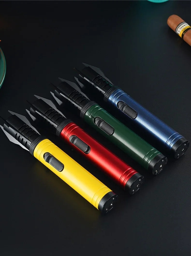 Gas Lighter Kitchen Cooking Powerful Metal Windproof Torch Flame Jet Barbecue Smoking Accessories Cigar Lighters Men's Gift