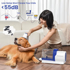 Dog Grooming All-in-One Kit with Vacuum Brush 2.5L Large Pog, Stainless Steel Blades Lightweight Design 13KPa Suction Force Portable Cleaning Set